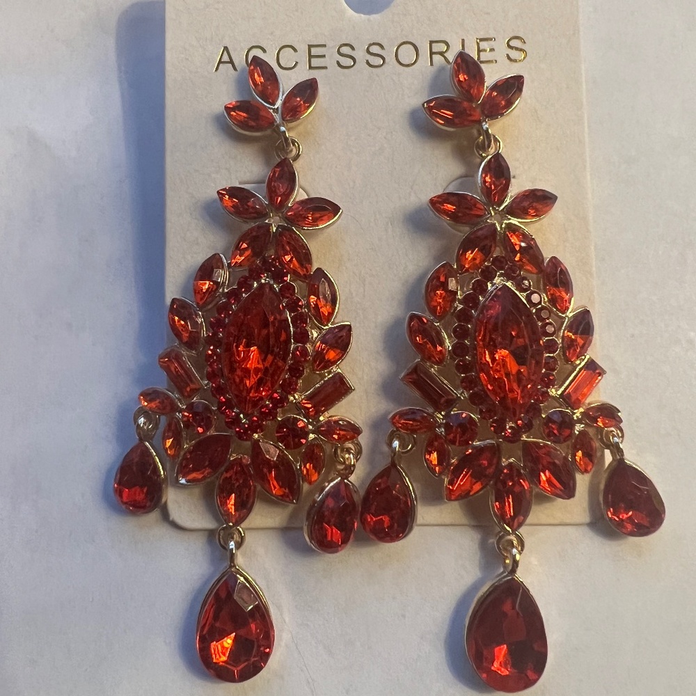 Red Statement Earrings - image 6